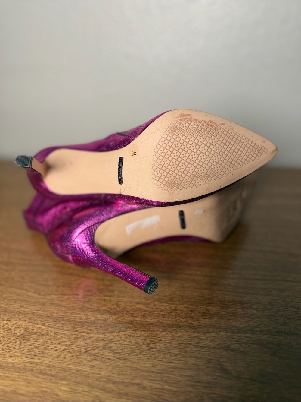 Gianni Bini Metallic Pink Western Ankle Boots Stiletto Pointed Toe 7.5 - Picture 3 of 11